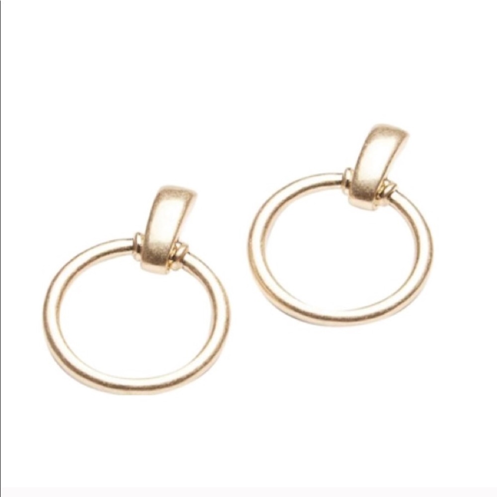 Free People Gold Farrah Metal Hoops Earrings